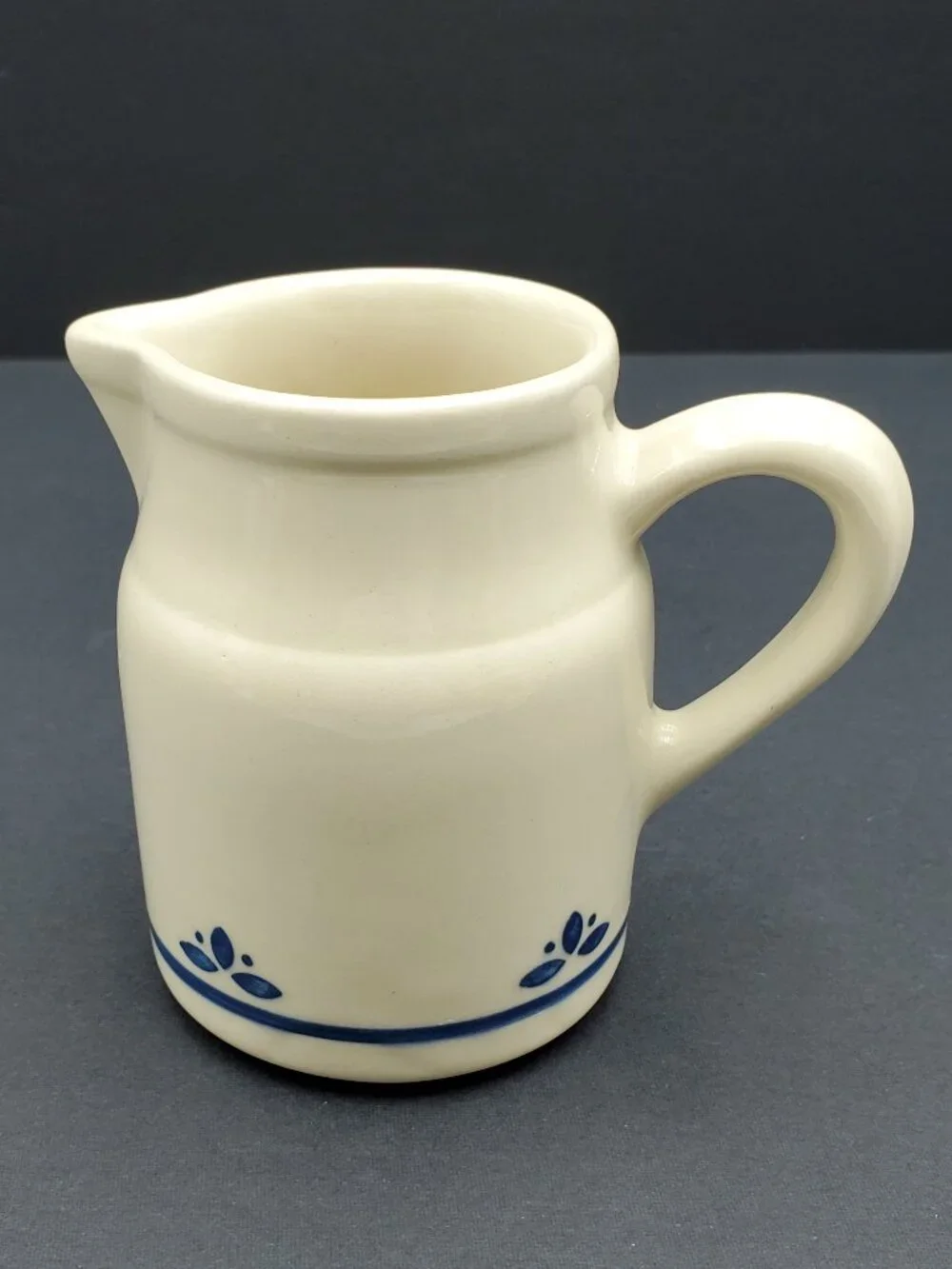 Friendship Pottery Roseville Ohio Blue Flowers Creamer & Sugar Bowl with Lid